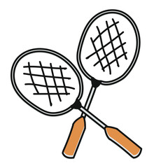 racket handdrawn summer vector illustration