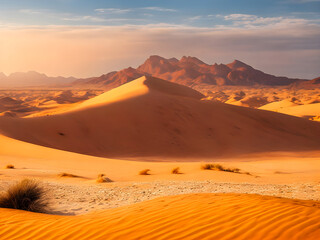 Fototapeta na wymiar vast desert with sand dunes stretching,generative ai