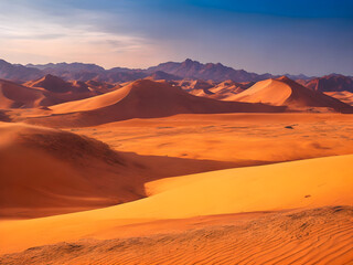 Fototapeta na wymiar vast desert with sand dunes stretching,generative ai