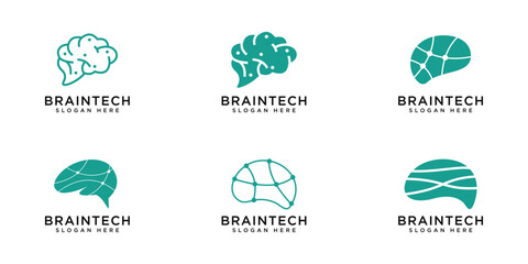 brain tech logo vector design template