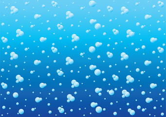 Patterned vector water drops on a blue background. Background with blue gradient and variable theme with drops, snowflakes or bubbles.