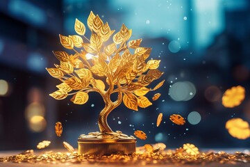 金色の木,Generative AI AI画像