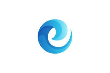 Blue ocean wave in 3D simple logo design