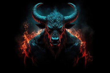 Half Man, Half Bull Minotaur: Concept for Greek Mythology Stories, Horrifying Ancient Beasts, and Mysterious Labyrinth Tales. Generative AI - 617213221