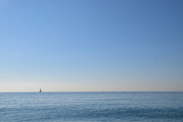 The vast expanse of the Mediterranean Sea and the blue sky (Nice, France)