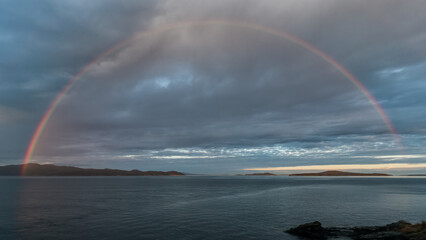 Amazing rainbow at sunset on Salt Spring island.