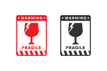Fragile icon sign red color vector design