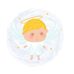 Isolated cute male angel character Vector illustration