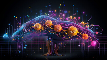Fototapeta na wymiar Convolutional Neural Networks(CNN) Creative Illustration. Neural Networks, AI, NLP