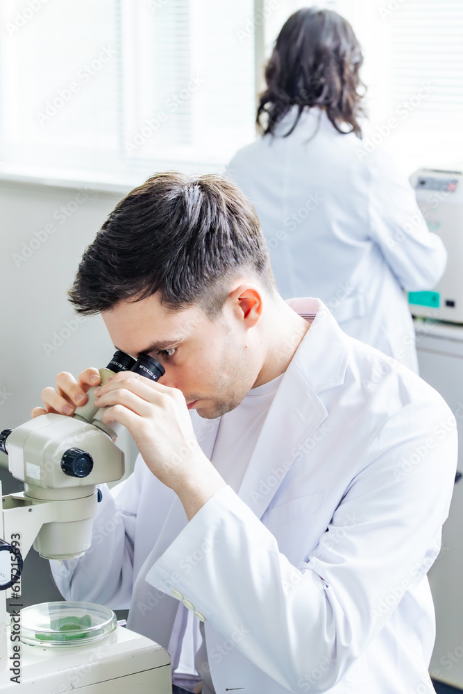 Poster multinational researcher group experimenting in the lab. research and development.