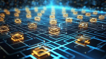 Blockchain Technology Illustration. 8K, High Quality Resolution, HD