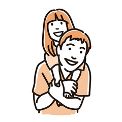 娘をおんぶする父親