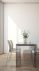 Serenity in Simplicity: A Minimalistic Dining Room Bathed in Natural Light Generative AI 8