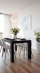 Serenity in Simplicity: A Minimalistic Dining Room Bathed in Natural Light Generative AI 2