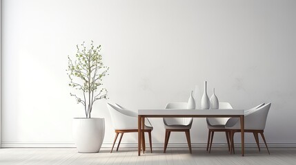 Serenity in Simplicity: A Minimalistic Dining Room Bathed in Natural Light Generative AI 1