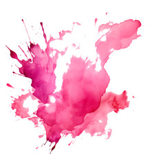 Pink Colored Ink Splatter on Transparent background.