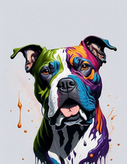 American Staffordshire Terrier Dog white background Splash Art 2
