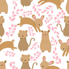 Cat, Bear, and Rabbit Seamless Pattern