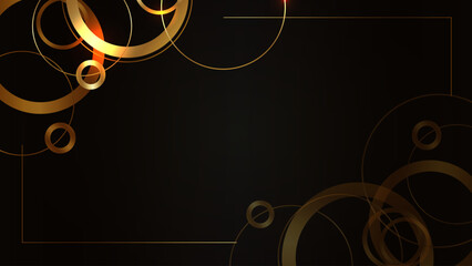 the abstract golden frame on the dark background, for advertiser's background.