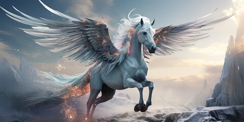 Fototapeta na wymiar Pegasus with beautiful wings
