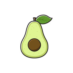 Simple avocado vector isolated on white background. Avocado cartoon illustration