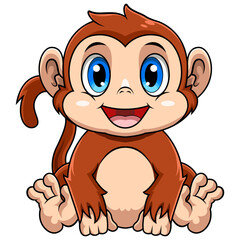 Illustration of Cute baby monkey cartoon sitting