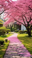 Tranquil Blossoms: A Serene Japanese Home Garden and Lawn Retreat Generative AI 1