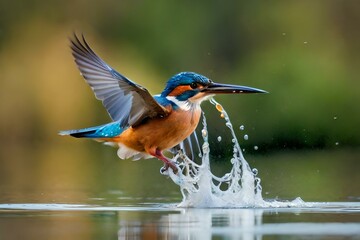A mesmerizing scene unfolds as a female Kingfisher generated by AI tool