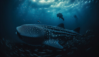 Deep sea diving adventure exploring the beauty of underwater nature generated by AI