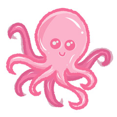 Deep-sea creatures drawn with lines and colored to make them bright and cute.