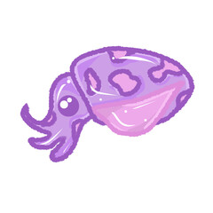 Deep-sea creatures drawn with lines and colored to make them bright and cute. © jaraslak