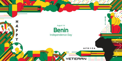 happy independence day of Benin, illustration background design, country theme - Powered by Adobe