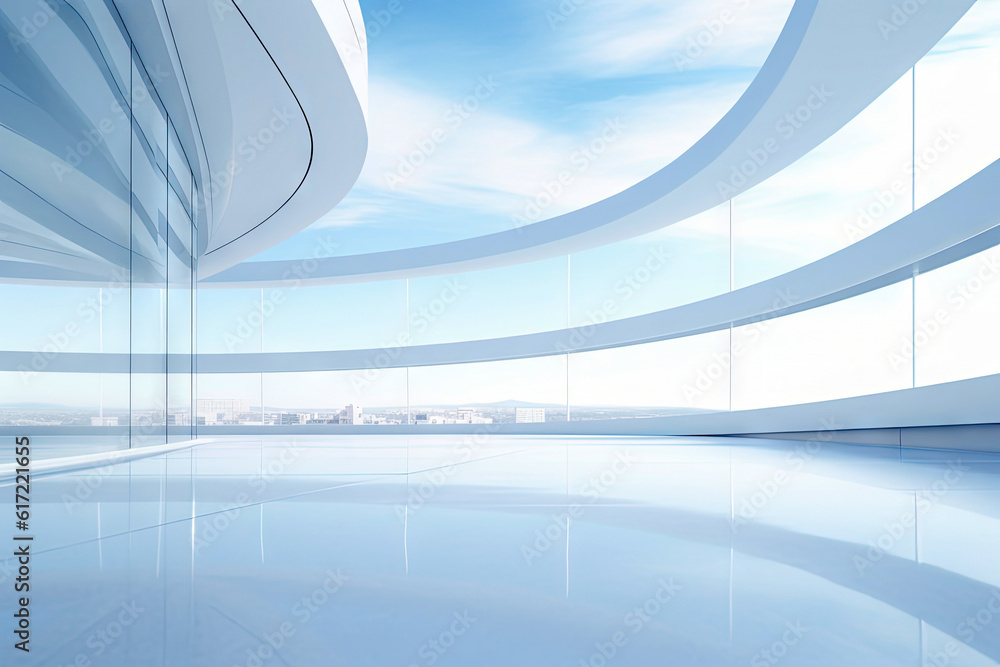 Poster white minimal architecture building background empty wide space for mock up, concrete floor car park