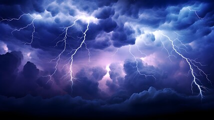 Lightning in the sky, storm clouds with lightning background