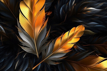 Gilded Leather Feather Surreal Landscapes and Abstract Luxury generative AI