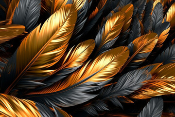 Gilded Leather Feather Surreal Landscapes and Abstract Luxury generative AI
