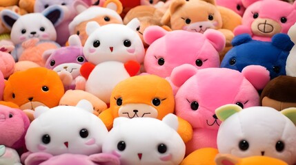 Fototapeta premium Assortment of colorful stuffed plush toys