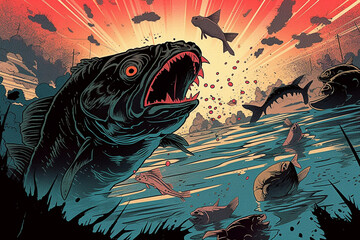 Wild rare fish illustration