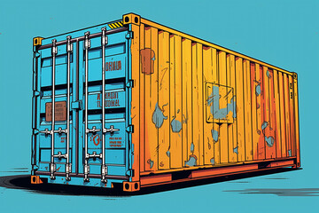 Box container cargo AI painting illustration