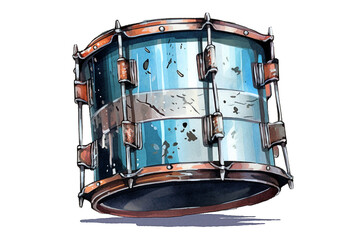 Obraz na płótnie Canvas Drum musical instrument on white background AI generated