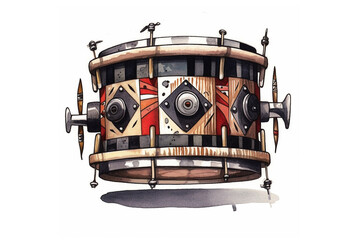 Obraz premium Drum musical instrument on white background AI generated