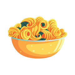 Fototapeta premium Gourmet pasta meal in yellow bowl