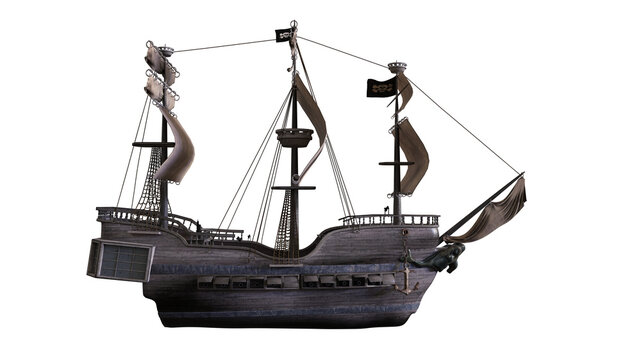3d render pirate ship seven seas