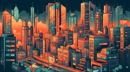 City Rhapsody: A Dynamic 3D Vector Illustration Embracing the Spirit of Urban Life