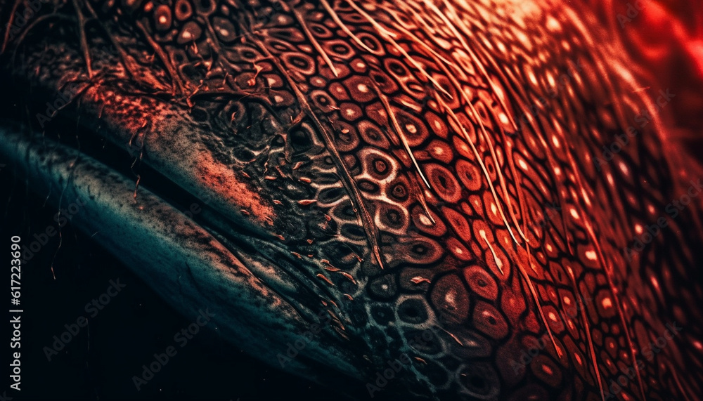 Poster multi colored reptile skin in abstract pattern reflects underwater elegance generated by ai