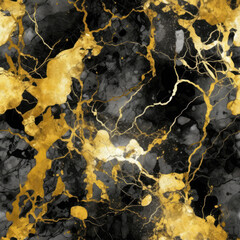 Marble black and gold seamless pattern