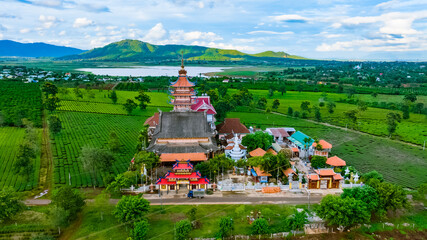 the pagoda in the middle of tea hill