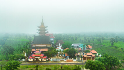 Naklejka premium the pagoda in the middle of tea hill