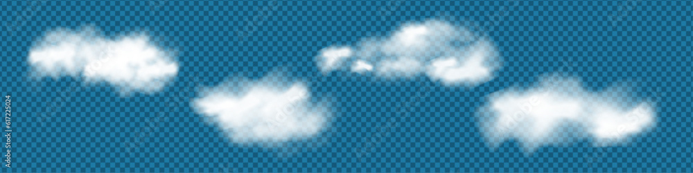 Poster realistic isolated cloud on transparent background. vector set of realistic isolated fluffy clouds. 