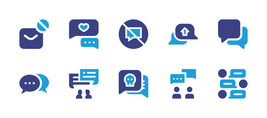 Conversation icon set. Duotone color. Vector illustration. Containing block, talk, no talking, conversation, chat.